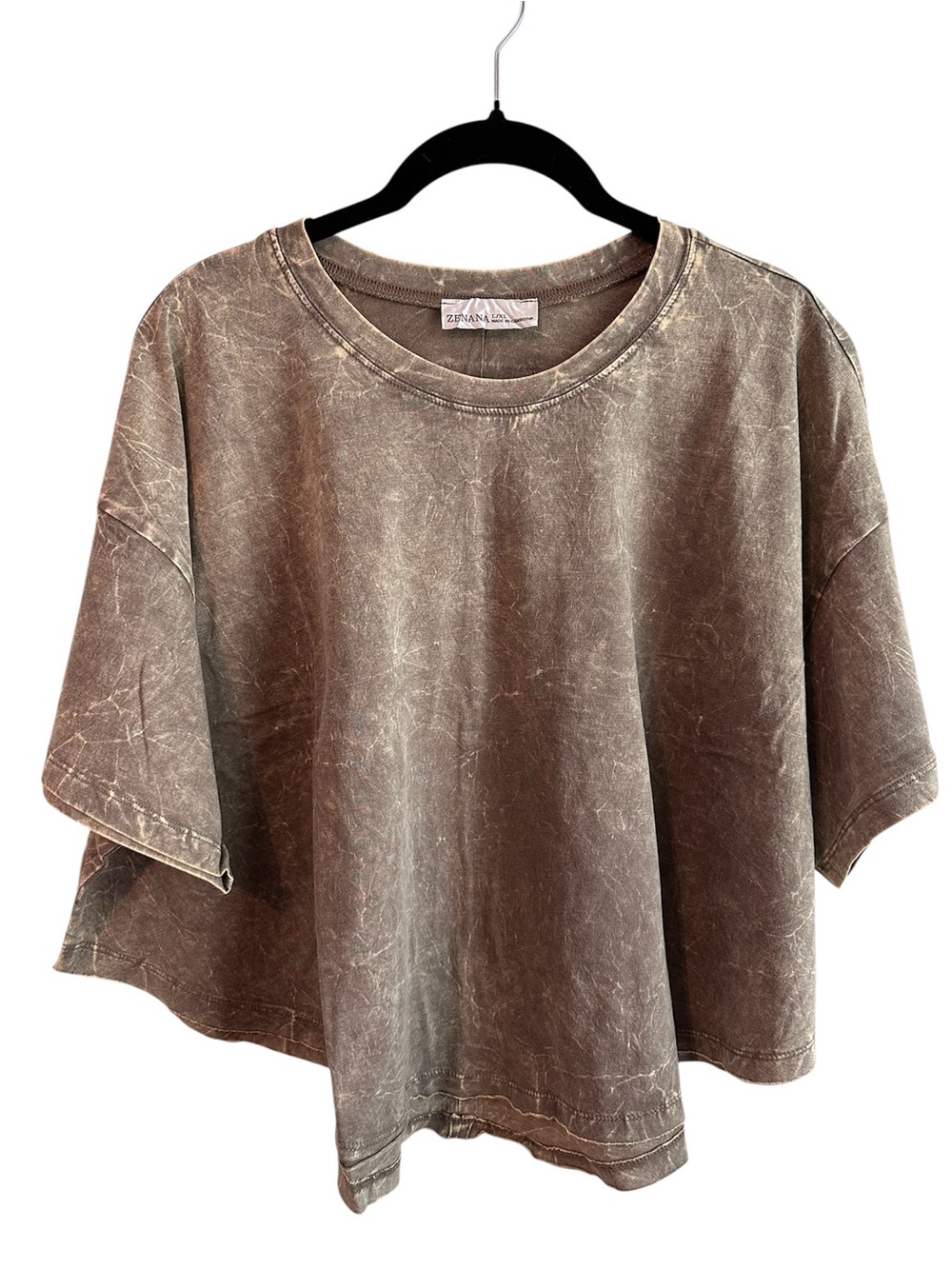 Zenana Outfitters Washed Mocha Cropped Tee